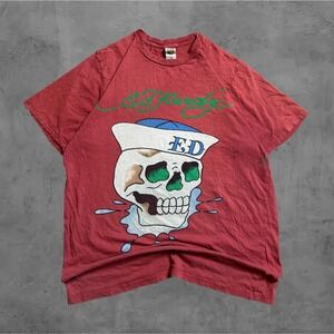 Ed‎ Hardy Mens Skull Sailor Graphic T Shirt Red Size Medium